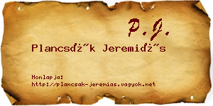 Plancsák Jeremiás névjegykártya